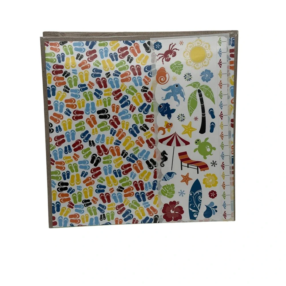 Creative Memories Cheerful Summer Stars & Stripes 12x12 Scrapbook Paper‎ Lot 2pk